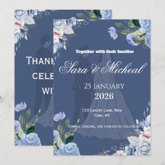 Elegante Lavendel-Blumen-Script-Hochzeitseinladung Einladung
