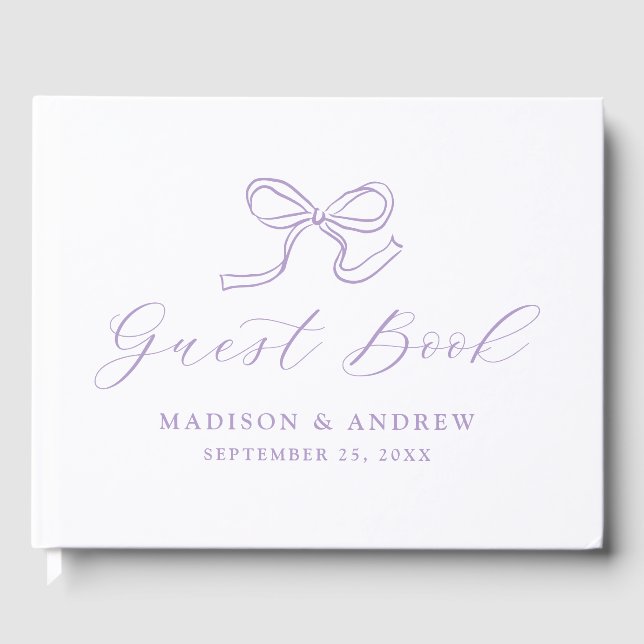 Elegante Lavendel-Bogen-Hochzeit Gästebuch (Vorderseite)