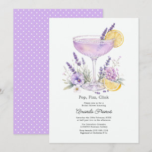 Elegante Lavendel-Cocktail-Blumen-Brautjungfernpar Einladung