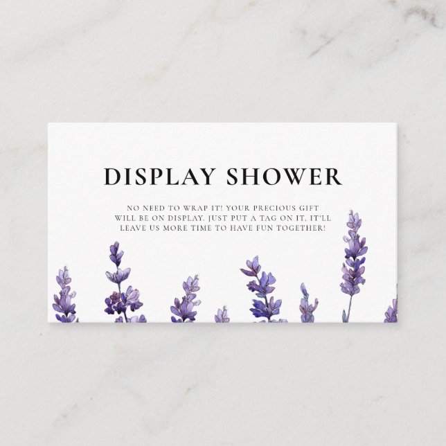 Elegante Lavendel Display-Dusche Begleitkarte (Vorderseite)