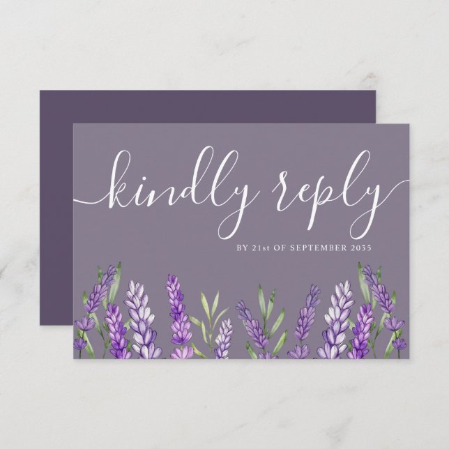 Elegante Lavendel & Foliage UAWG Wedding RSVP Karte (Vorne/Hinten)