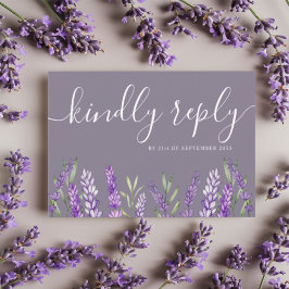 Elegante Lavendel & Foliage UAWG Wedding RSVP Karte