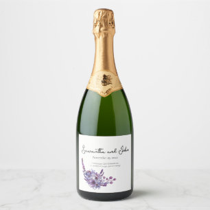 Elegante Lavendel-Hochzeits-Sparkling-Wine-Flasche