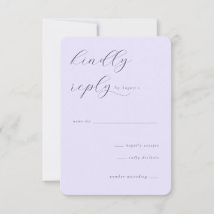 Elegante Lavendel-Kalligrafie RSVP Karte
