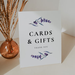 Elegante Lavendel Karten und Geschenke Sockelschild