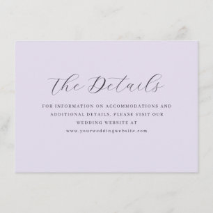 Elegante Lavendel-Minimalistische Kalligrafie Begleitkarte