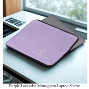 Elegante Lavendel-Monogramm-Laptop-Hülle Laptopschutzhülle