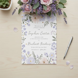Elegante Lavendel-Rosa-Blumen-Hochzeitsdusche Einladung