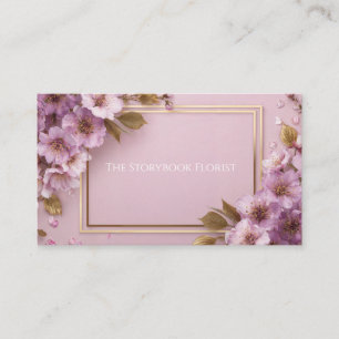 Elegante Lavendel Rosa Blüten Goldblatt Floral Visitenkarte