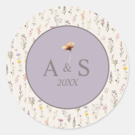 Elegante Lavendel-, Rosenholz- und cremefarbene Wi Runder Aufkleber