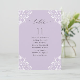 Elegante Lavendel-Schildkarte für Hochzeitssitze Einladung