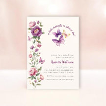 Elegante Lavendel-Schmetterling Baby Shower Einlad