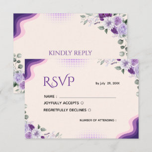 Elegante Lavendel- und Violette Floral-RSVP-Vorlag RSVP Karte