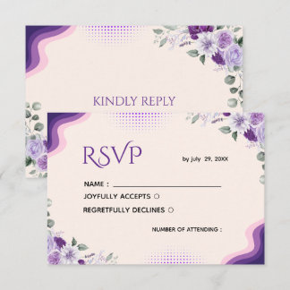 Elegante Lavendel- und Violette Floral-RSVP-Vorlag RSVP Karte