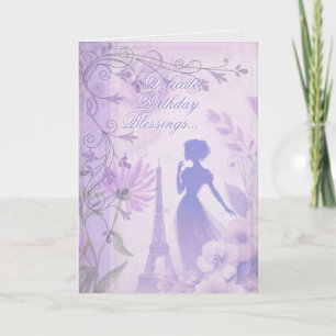Elegante Lavendel-Wasserfarben-Damen-Geburtstagska Dankeskarte