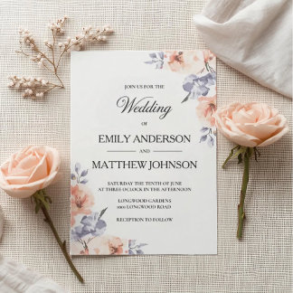 Elegante Lavendel-Wasserfarben-Hochzeitseinladung Einladung