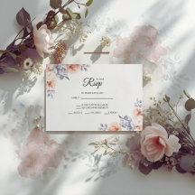 Elegante Lavendel-Watercolor-Hochzeits-RSVP-Karten
