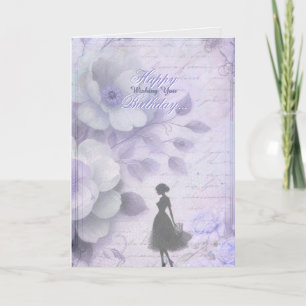 Elegante Lavendel-Watercolor-Lady-Geburtstagskarte Dankeskarte