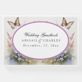 Elegante Lavendel & Wildblume Bloom Gästebuch