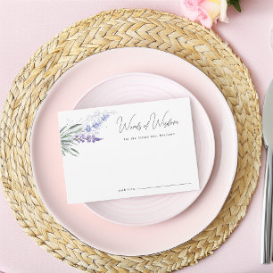 Elegante Lavendel-Worte-der-Weisheit-Braut-Party Hinweiskarte