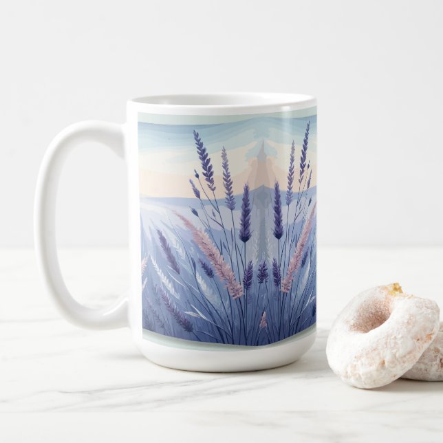 Elegante Lavendelfelder, Lavendelgarten Kaffeetasse (Mit Donut)