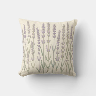 Elegante Lavendelstiele Sanftes Lila Botanisch Kissen