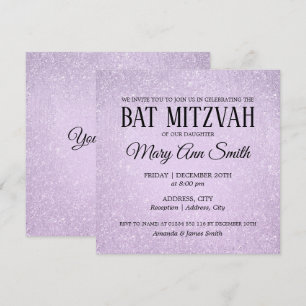Elegante Lavender Bat Mitzvah Imitats Glitzer Pain Einladung