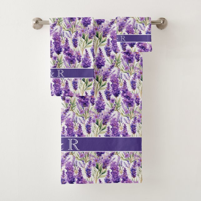 Elegante Lavender-Blume Badhandtuch Set (Insitu)