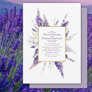 Elegante Lavender Blume Hochzeit mit floralen Wass Einladung