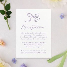 Elegante Lavender Bow Wedding Reception Begleitkarte