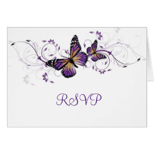 Elegante Lavender Butterfly-Wirbel RSVP-Karte