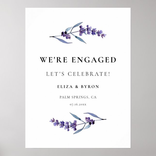 Elegante Lavender Engagement Party Willkommen Poster (Vorne)
