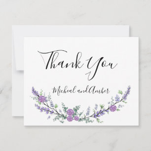 Elegante Lavender Eucalyptus lila Rose Dankeskarte