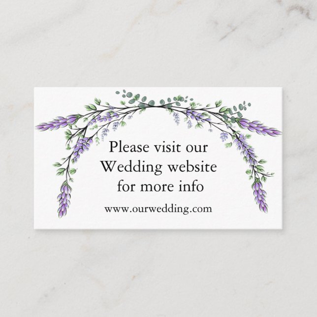 Elegante Lavender Eucalyptus Wedding Enclosure Car Begleitkarte (Vorderseite)