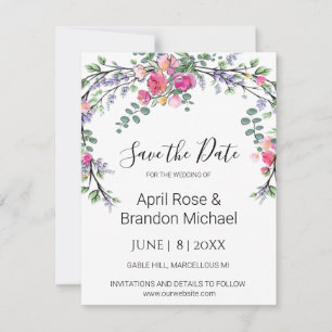 Elegante Lavender Eukalyptus pink Aquarellfarben R Save The Date