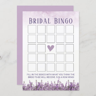 Elegante Lavender Floral Brautparty Bingo Einladung
