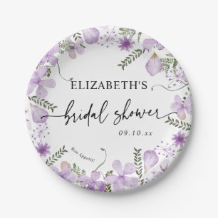 Elegante Lavender Floral Brautparty Paper Teller