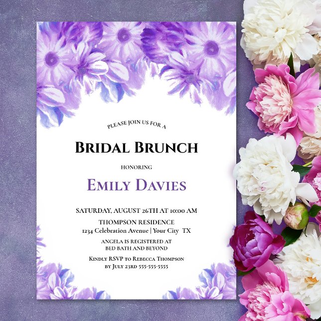 Elegante Lavender Floral Bridal Brunch Einladung (Von Creator hochgeladen)