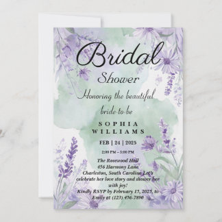 Elegante Lavender Floral Bridal Dusche Einladung