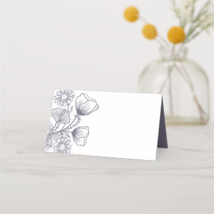 Elegante Lavender Floral Kontur Hochzeit Platzkarte