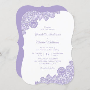 Elegante Lavender Floral Lace Wedding Einladung