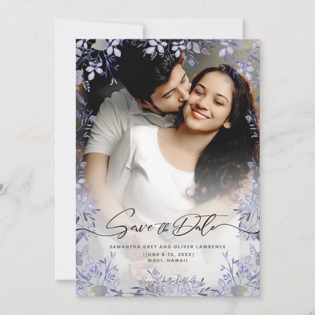 Elegante Lavender Floral Save the Date Card (Vorderseite)