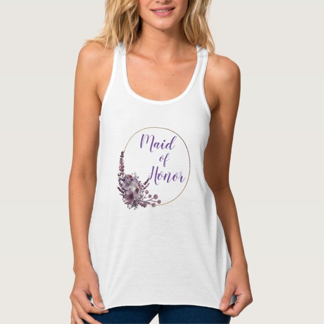 Elegante Lavender Floral Trauzeugin Tank Top (Vorderseite)