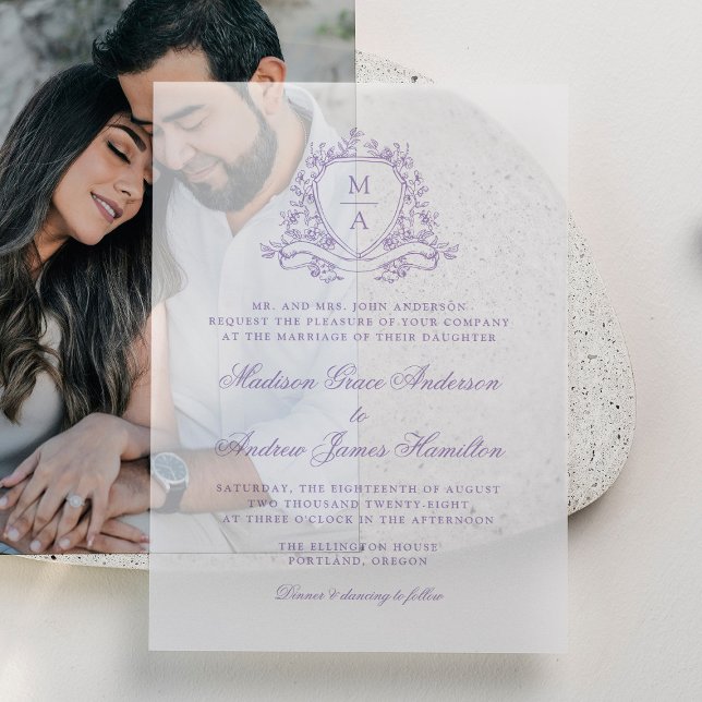 Elegante Lavender Floral Wappen Monogram Wedding (Von Creator hochgeladen)