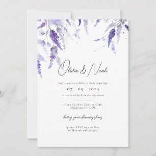 Elegante Lavender Floral Watercolor Lilac Wedding Einladung