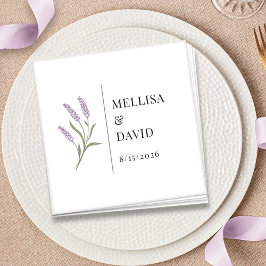 Elegante Lavender Floral Wedding Cocktail Napkin Serviette