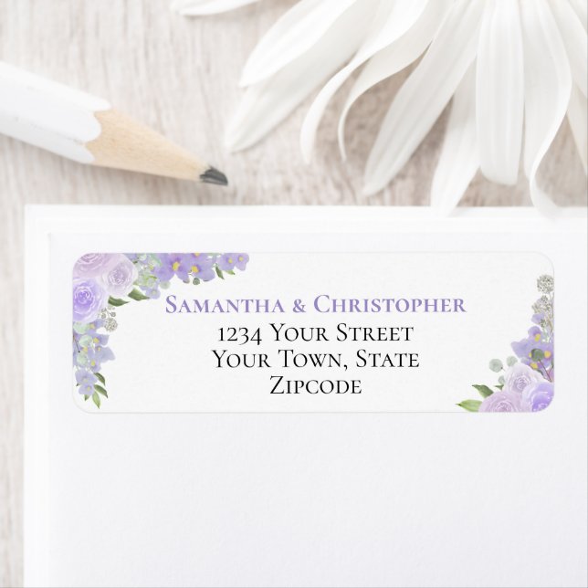 Elegante Lavender Floral Wedding Rücksendeadresse (Insitu)