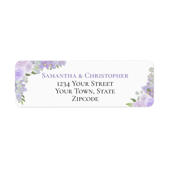 Elegante Lavender Floral Wedding Rücksendeadresse (Vorne)