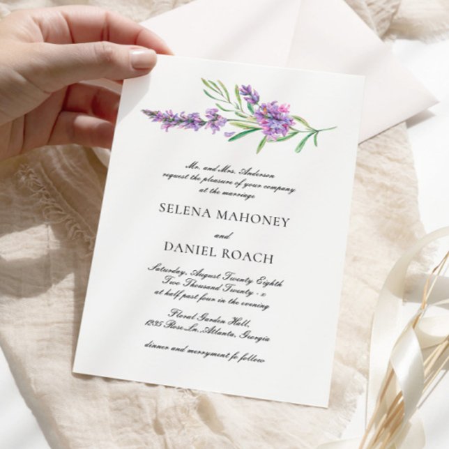 Elegante Lavender Greenery Violet Wedding Einladung (Von Creator hochgeladen)