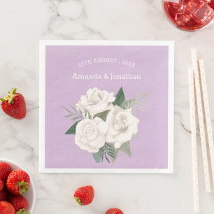 Elegante Lavender Haze und White Roses Wedding Serviette